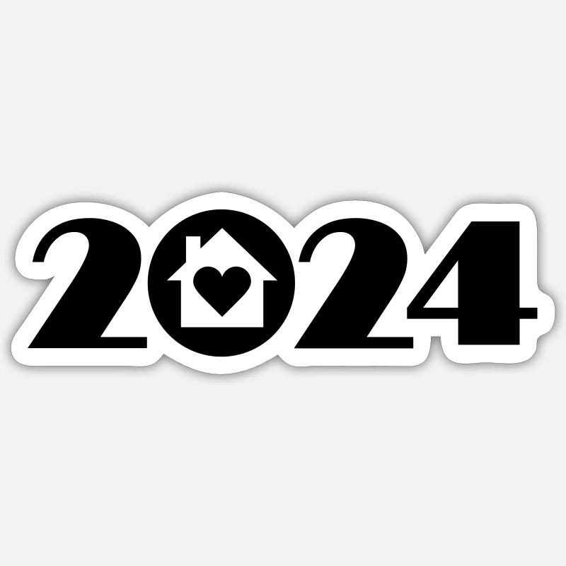 Bauherr 2024, Einweihungsparty 2024 - Sticker Größe S (10 x 10 cm) - Mattweiß