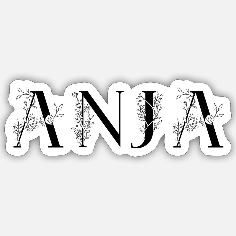 Nom - Anja - Sticker taille S (10 x 10 cm) - blanc mat