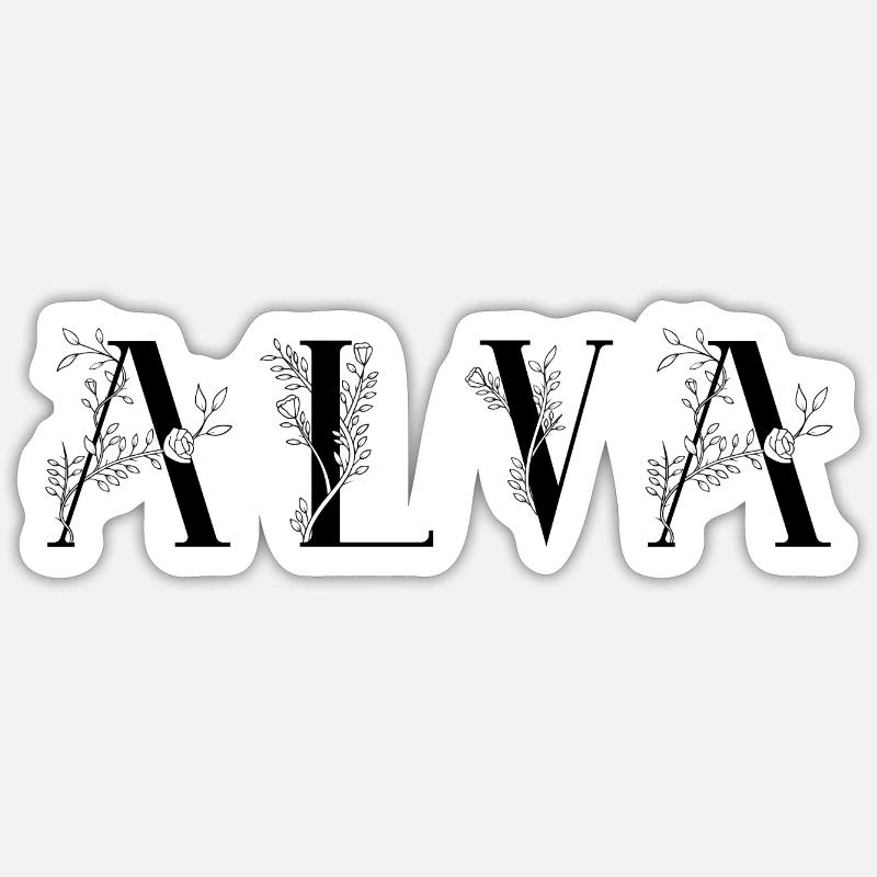 Nom - Alva - Sticker taille S (10 x 10 cm) - blanc mat