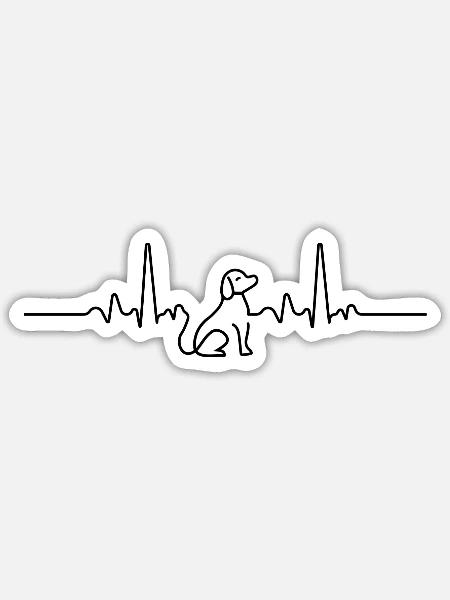 Hundeliebe Herzschlag Hundeliebe Geschenk Hunde - Sticker Größe S (10 x 10 cm) - Mattweiß