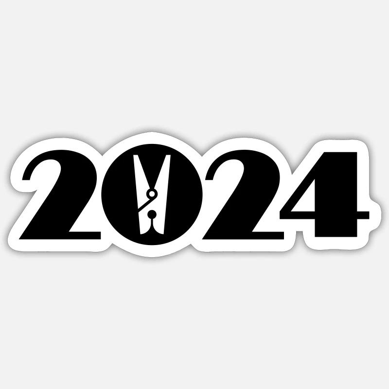 Clothespin, Laundry 2024 - Sticker size S (10 x 10 cm) - white matte
