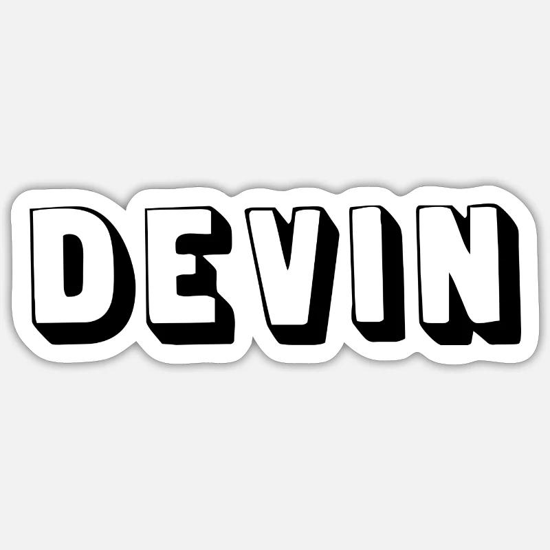 Name - Devin - Sticker Größe S (10 x 10 cm) - Mattweiß