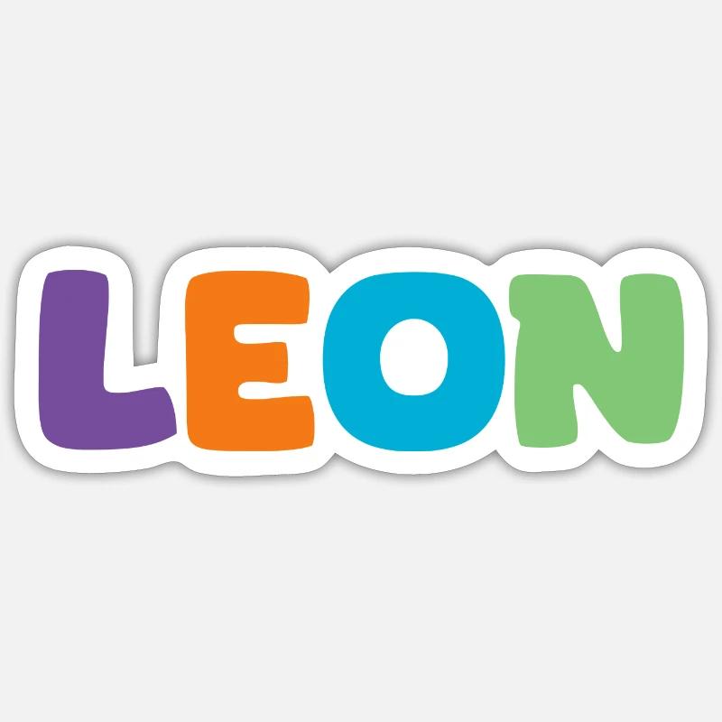 Name - Leon - Sticker Größe S (10 x 10 cm) - Mattweiß