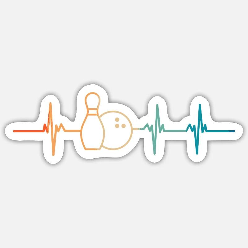 Herzschlag-Bowling - Sticker Größe S (10 x 10 cm) - Mattweiß