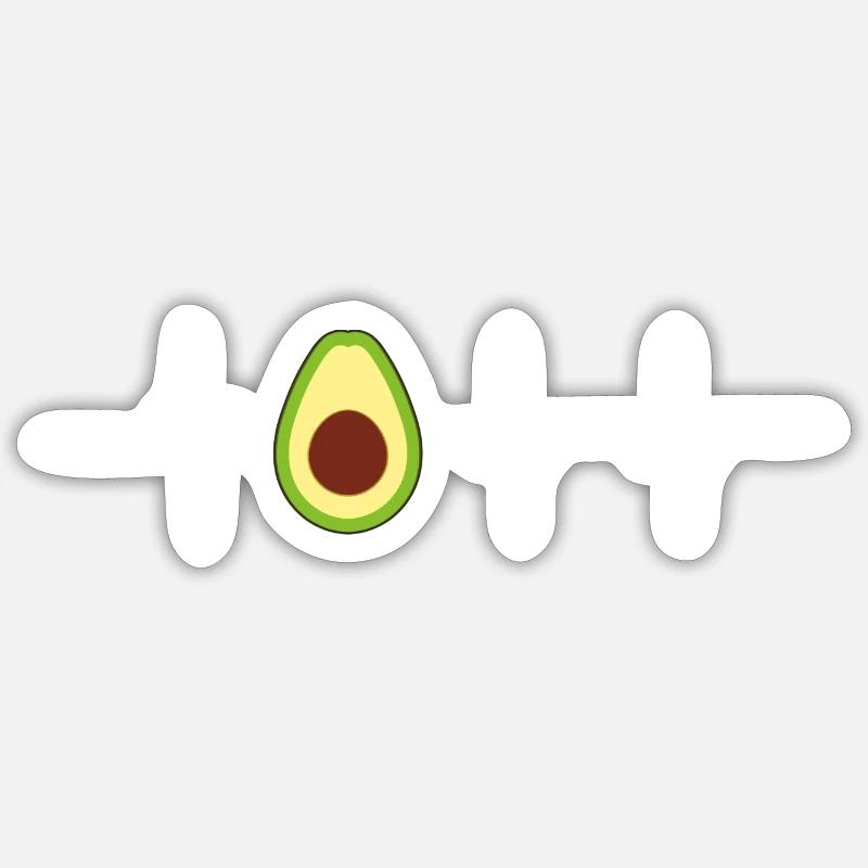 Avocado-Herzschlag - Sticker Größe S (10 x 10 cm) - Mattweiß