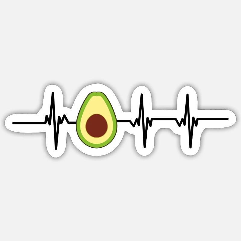 Avocado-Herzschlag - Sticker Größe S (10 x 10 cm) - Mattweiß