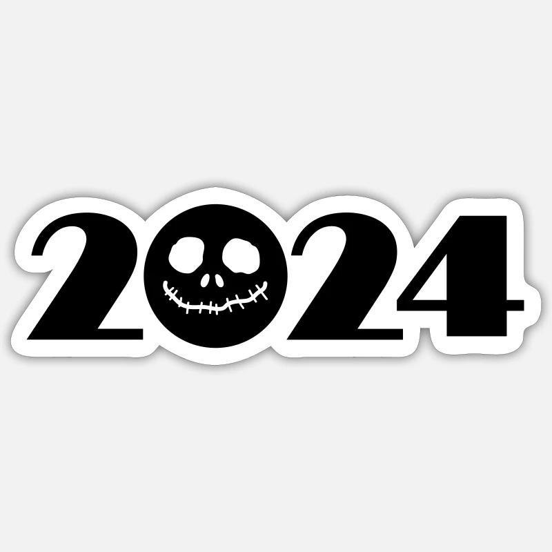 Crâne, Halloween, Jack-O-Lantern 2024 - Sticker taille S (10 x 10 cm) - blanc mat