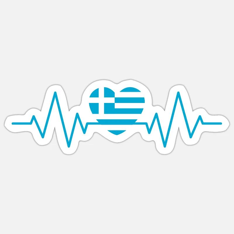 Greece pulse - Sticker Größe S (10 x 10 cm) - Mattweiß
