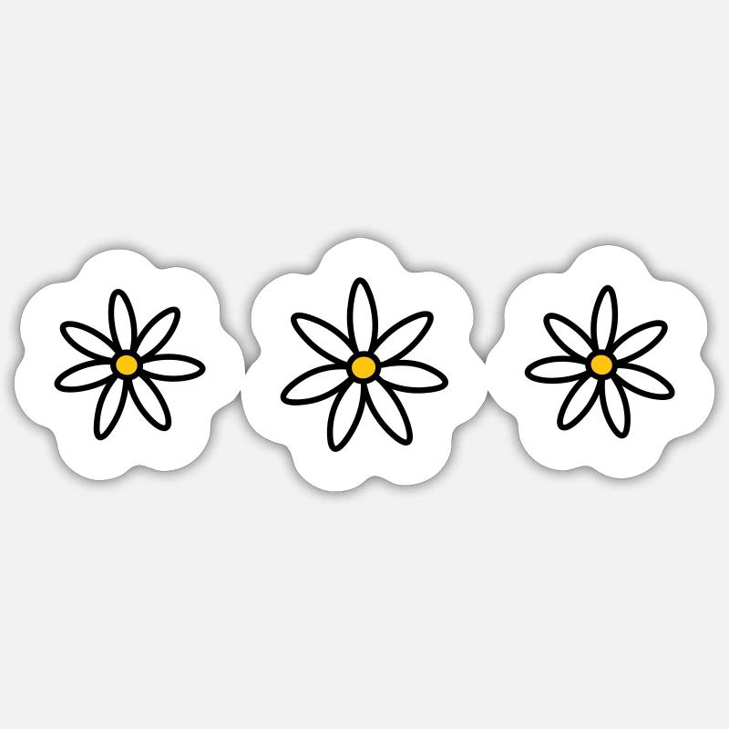 Drei Gänseblümchen - Sticker Größe S (10 x 10 cm) - Mattweiß