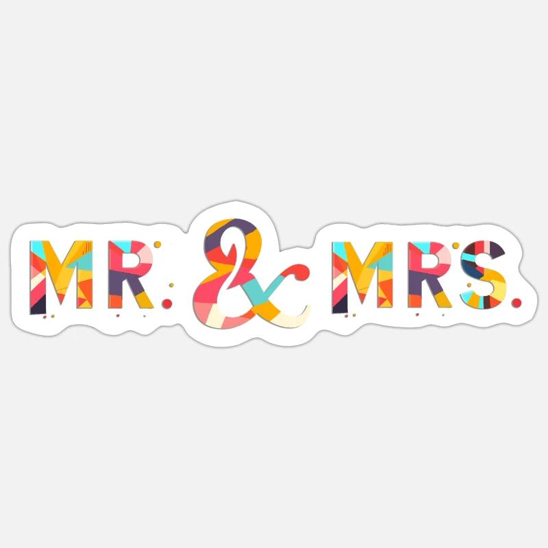Mr. & Mrs. - Sticker Größe S (10 x 10 cm) - Mattweiß