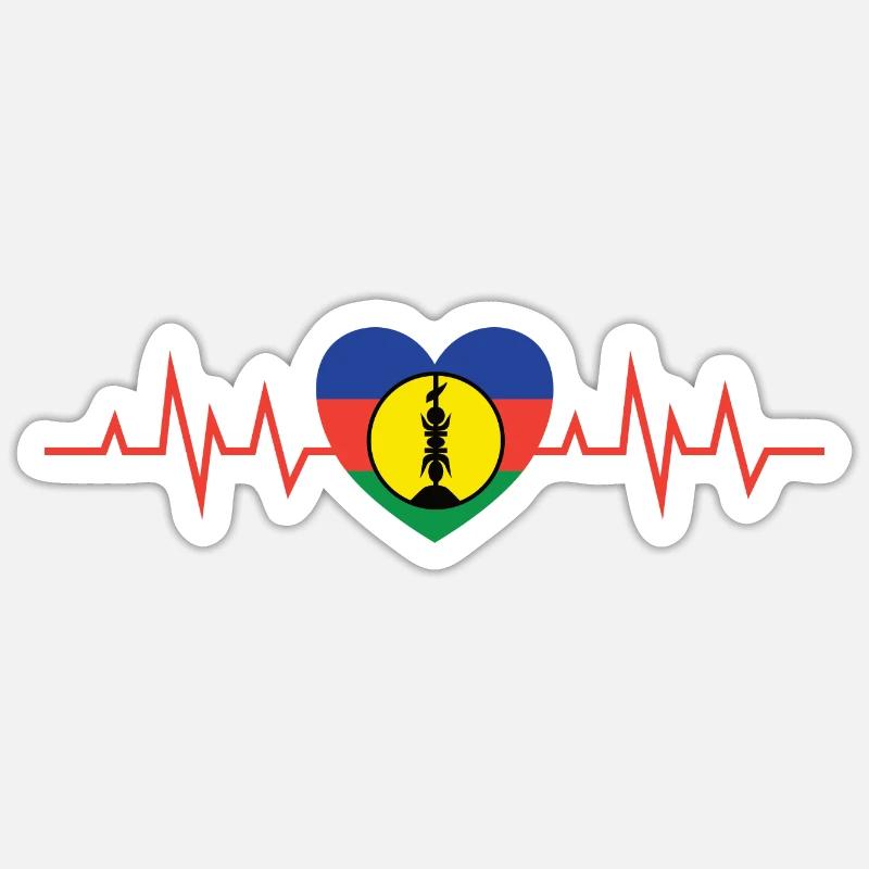 cadeau design kanak drapeau Nouvelle Calédonie - Sticker taille S (10 x 10 cm) - blanc mat