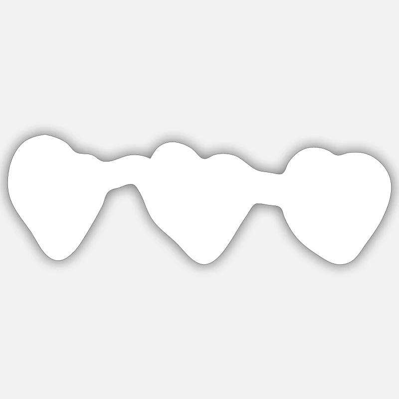 Three Hearts Heart Shape - Sticker size S (10 x 10 cm) - white matte