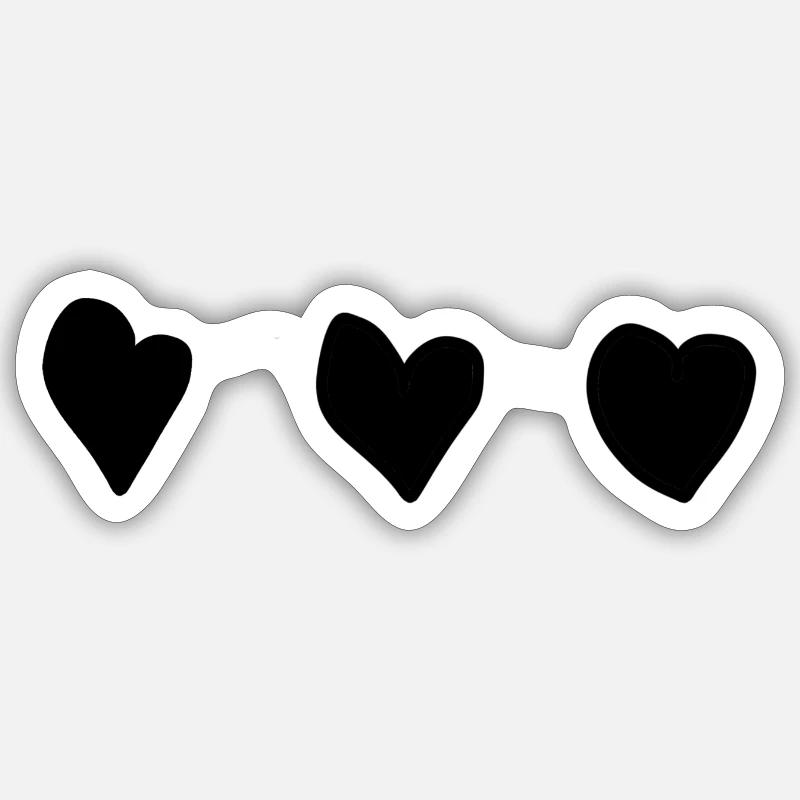 Three Hearts Heart Shape - Sticker size S (10 x 10 cm) - white matte