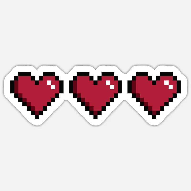 Three pixel hearts Sticker size S (10 x 10 cm)