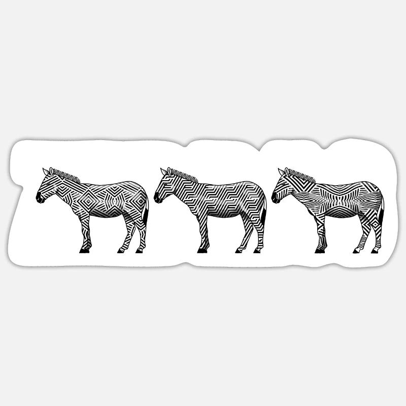 Zebras oder doch Pferde mit Streifen - Sticker Größe S (10 x 10 cm) - Mattweiß