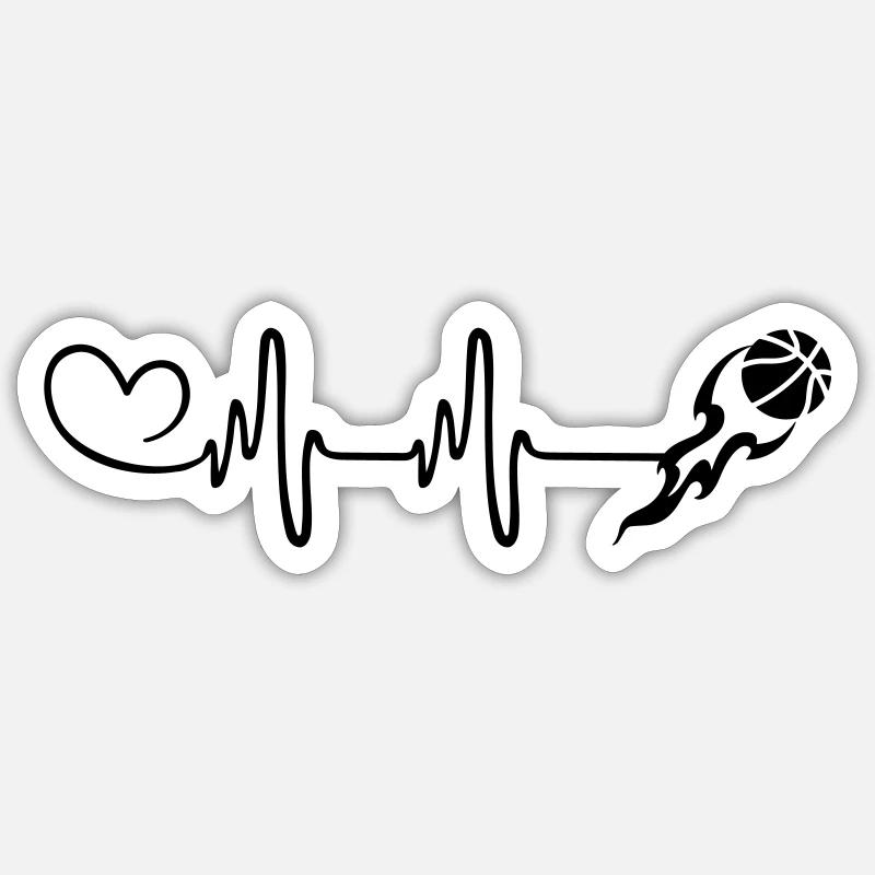 Cœur de pouls de basket-ball - Sticker taille S (10 x 10 cm) - blanc mat