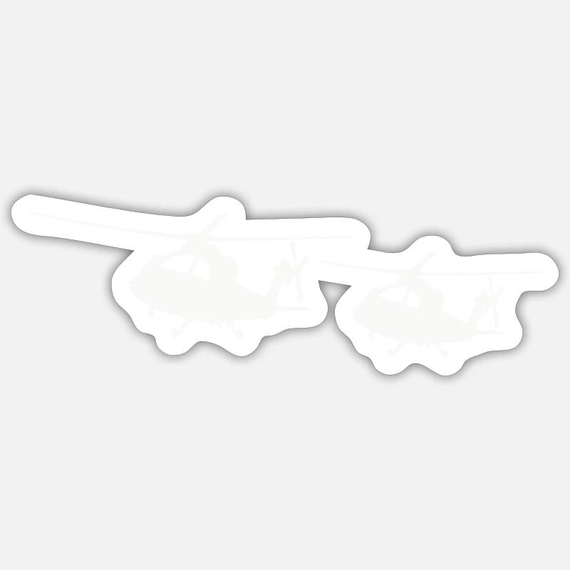 hubschrauber silhouette - Sticker Größe S (10 x 10 cm) - Mattweiß