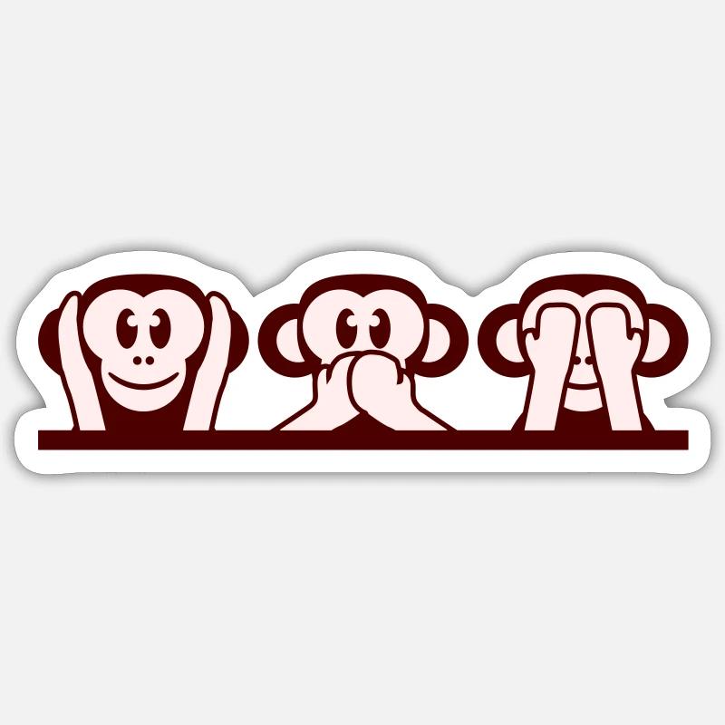 3 Wise Monkeys Hear Nothing Say See Monkey Fun Sticker size S (10 x 10 cm)