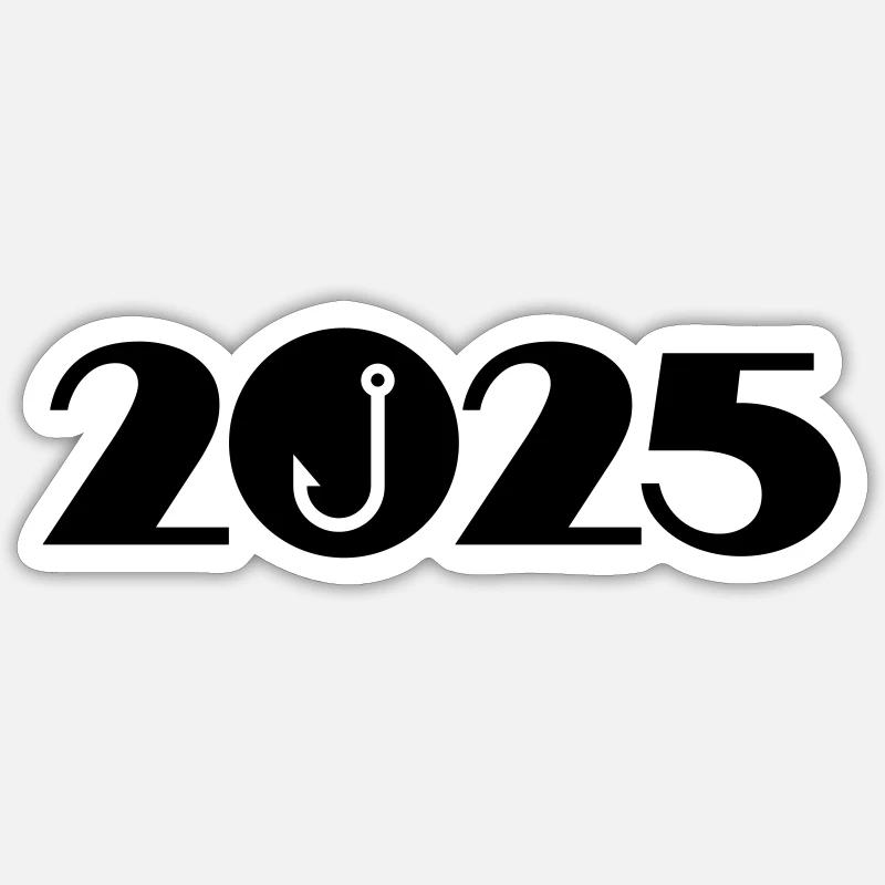 Pêcheur 2025, Pêcheur 2025 - Sticker taille S (10 x 10 cm) - blanc mat