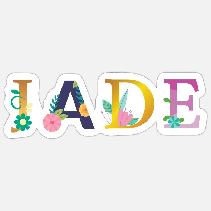 Nom JADE décoré de fleurs Sticker taille S (10 x 10 cm)