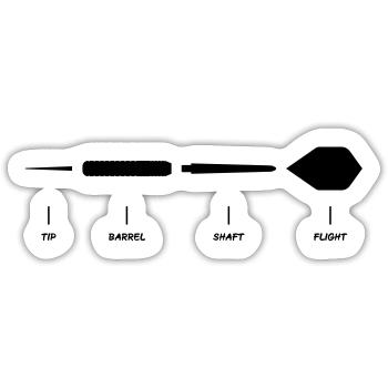 Dartpfeil Erklärung Anatomie Dart-Design - Sticker Größe S (10 x 10 cm) - Mattweiß - Vorne