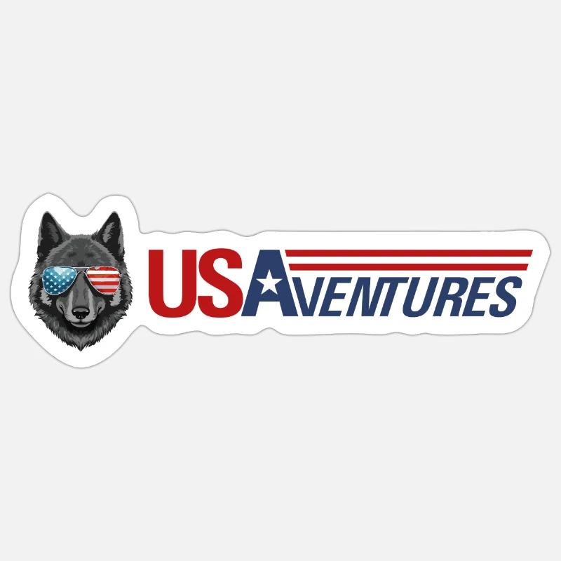 usaventures tête de loup - Sticker taille S (10 x 10 cm) - blanc mat