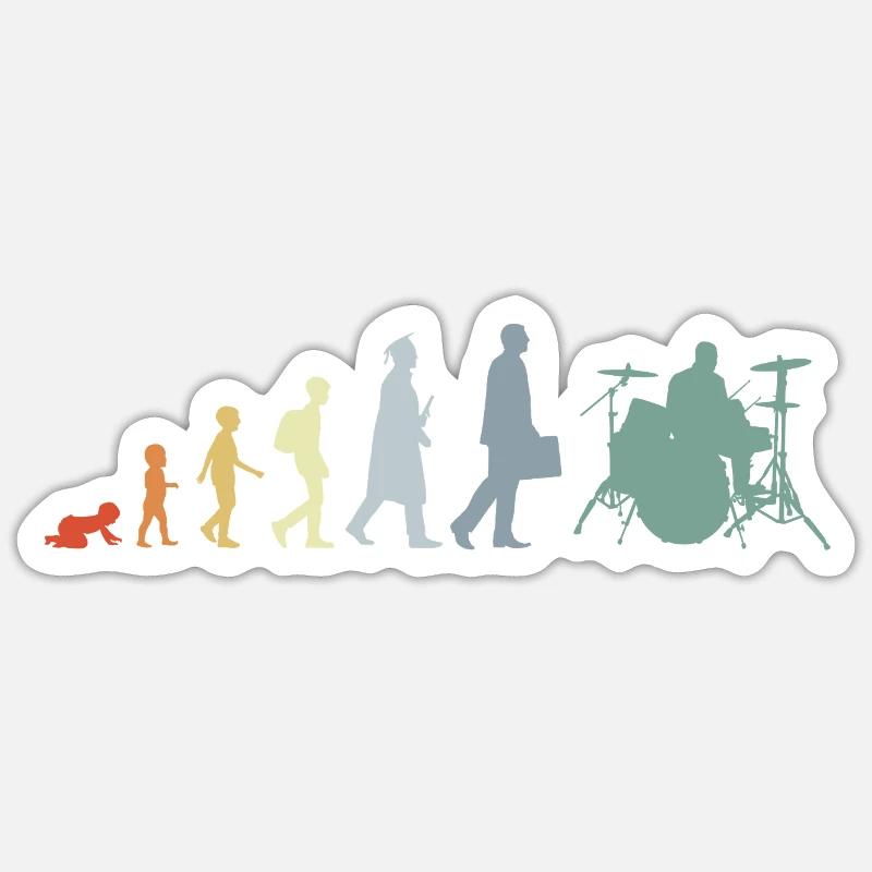 Évolution du batteur - Sticker taille S (10 x 10 cm) - blanc mat