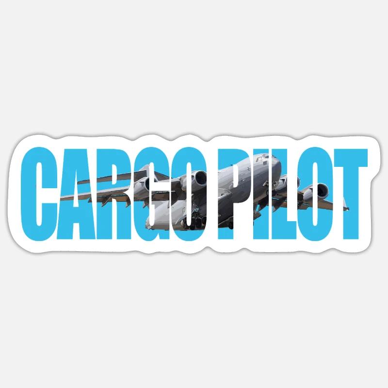 Pilote cargo C-17 - Sticker taille S (10 x 10 cm) - blanc mat