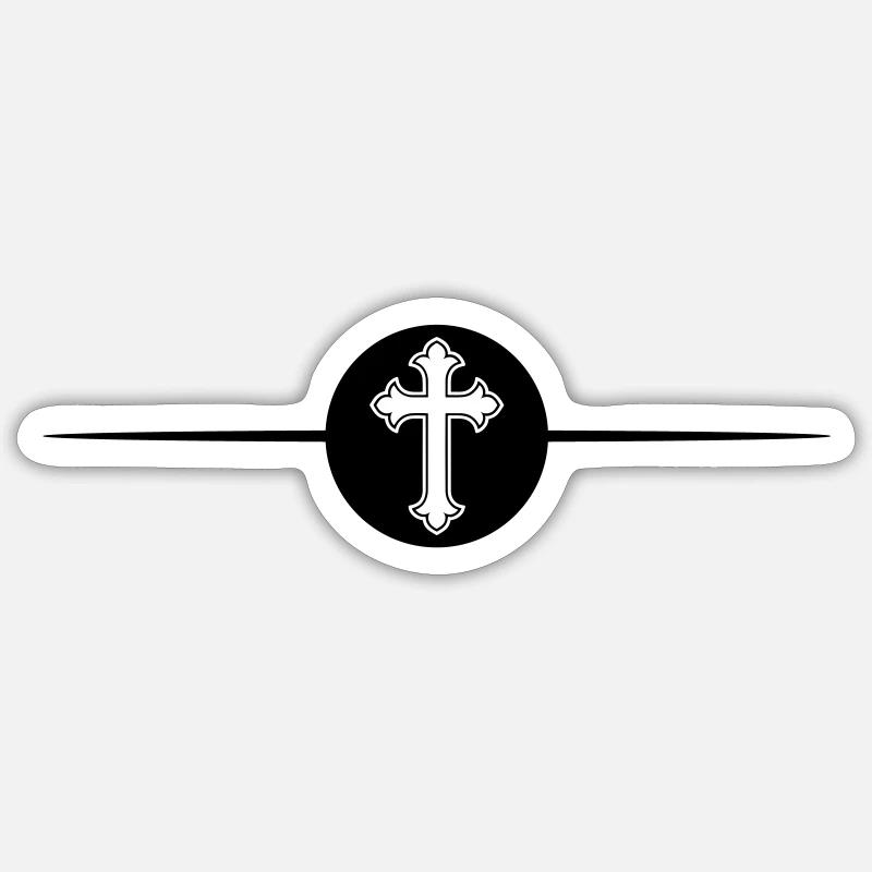 Cross Symbol Line - Sticker size S (10 x 10 cm) - white matte