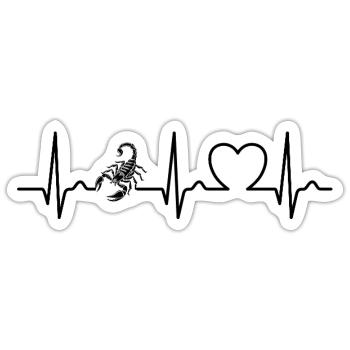 Scorpio - Poison Stinger - Pulse - Heart Curve - ECG - Sticker size S (10 x 10 cm) - white matte - Front