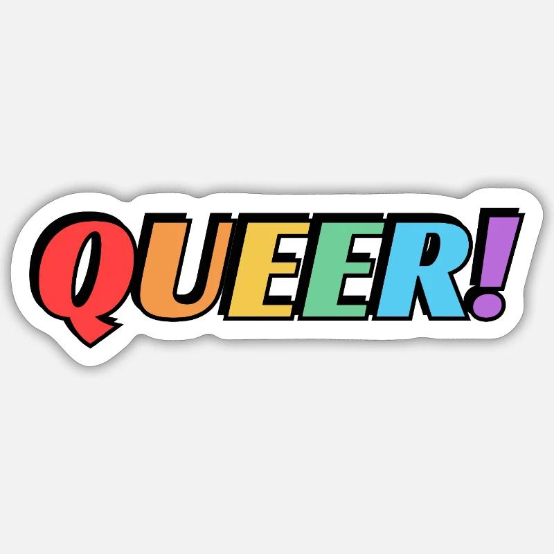 Queer rainbow text Sticker size S (10 x 10 cm)