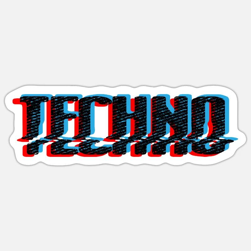 Techno Blue Neon Overprint Typography Sticker size S (10 x 10 cm)