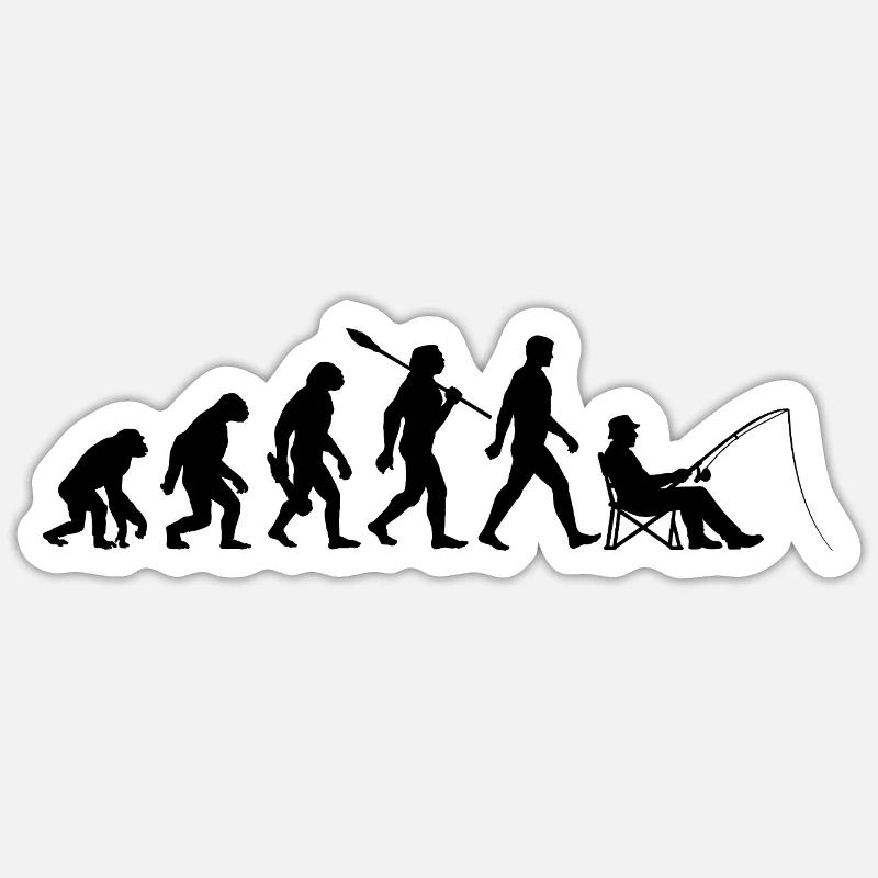 Evolution - Fishing, Angler Gift Sticker size S (10 x 10 cm)
