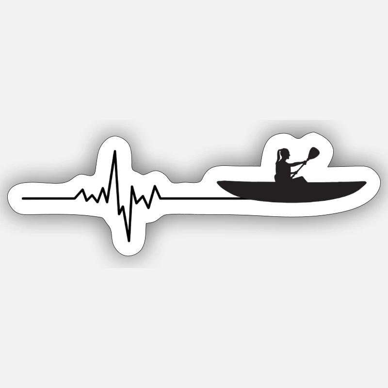 Herzschlag Ruderer – EKG Ruderboot Design - Sticker Größe S (10 x 10 cm) - Mattweiß