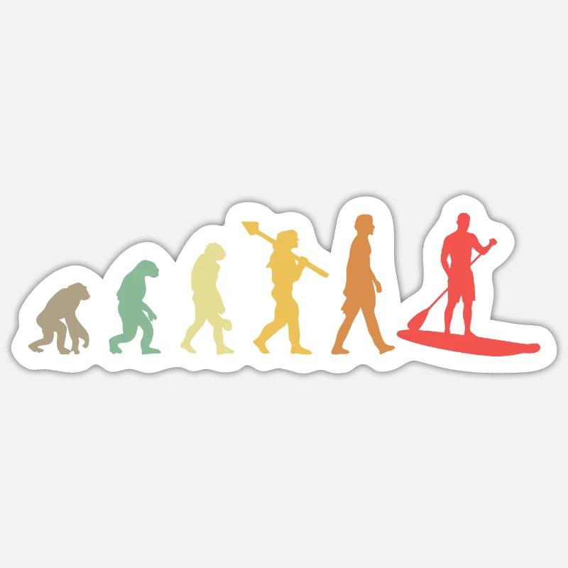 Kayak Evolution Kajak Entwicklung Retro - Sticker Größe S (10 x 10 cm) - Mattweiß