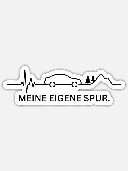 MEINE EIGENE SPUR (Herzschlag - Farbe anpassbar) - Sticker Größe S (10 x 10 cm) - Mattweiß