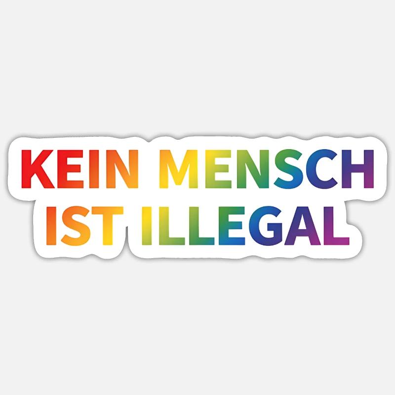 No One Is Illegal Rainbow - Sticker size S (10 x 10 cm) - white matte