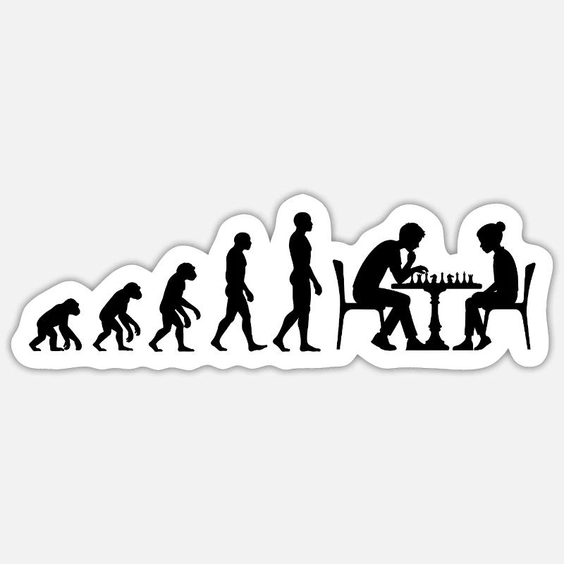 ÉVOLUTION VERS MAÎTRE D’ÉCHECS – MATE ! AMATEUR D’ÉCHECS Sticker taille S (10 x 10 cm)