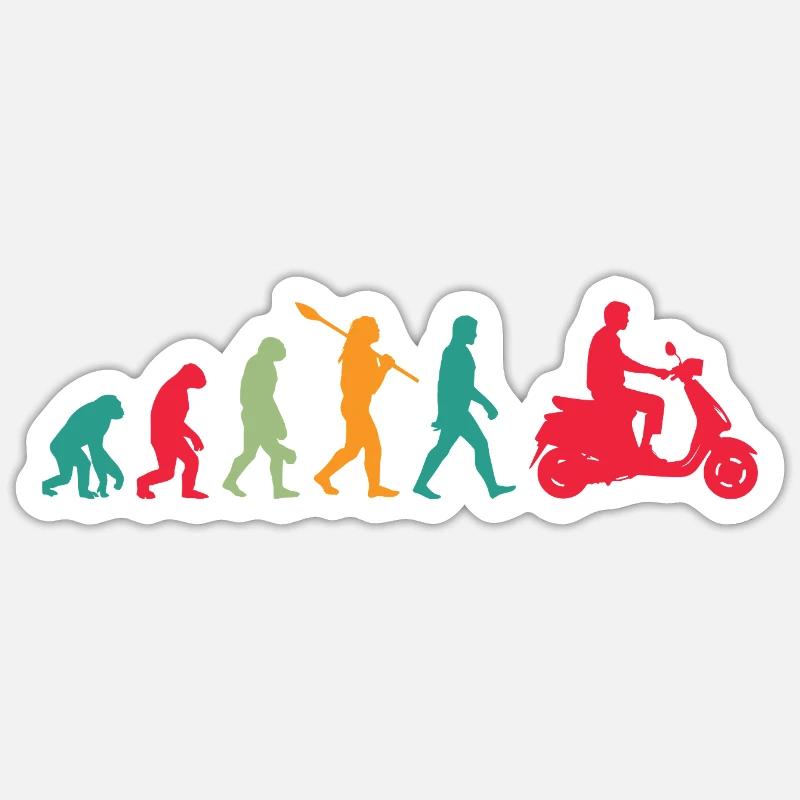 Évolution de la mobilité : de la marche au scooter Sticker taille S (10 x 10 cm)