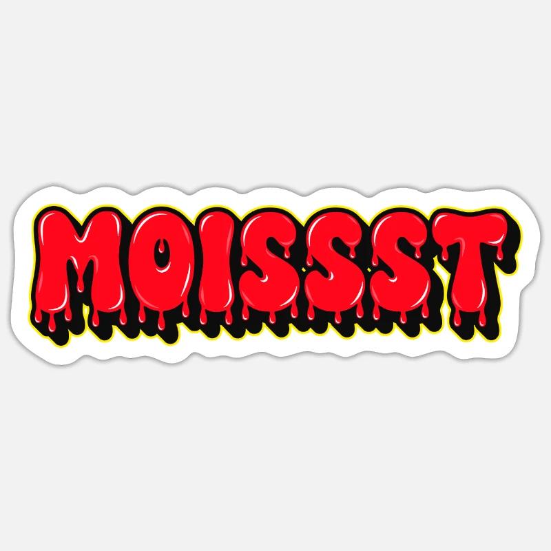 Feuchter roter tropfender Text - Sticker Größe S (10 x 10 cm) - Mattweiß