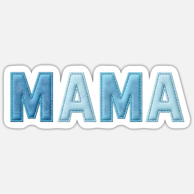 MAMA Denim Lettering Patchwork Trend Sticker size S (10 x 10 cm)