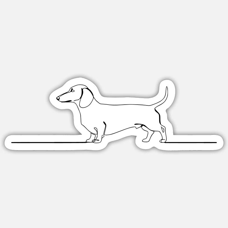 Teckel Dackel One Line Art Sticker Größe S (10 x 10 cm)
