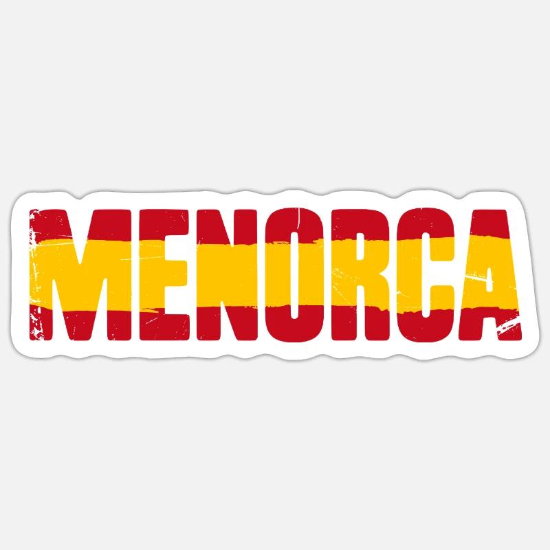 Drapeau de Minorque, Espagne - Sticker taille S (10 x 10 cm) - blanc mat