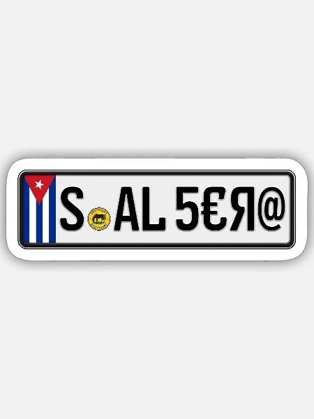 Kuba Kfz-Kennzeichen S-AL 5€Я@ - Sticker Größe S (10 x 10 cm) - Mattweiß
