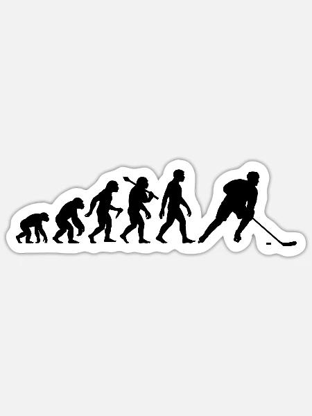 Eishockey Evolution Für Eishockey Spieler - Sticker Größe S (10 x 10 cm) - Mattweiß