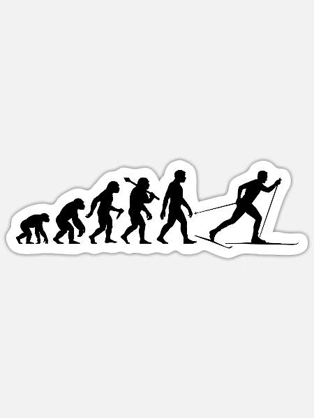 Langlauf Evolution Skilanglauf Für Ski Langläufer - Sticker Größe S (10 x 10 cm) - Mattweiß