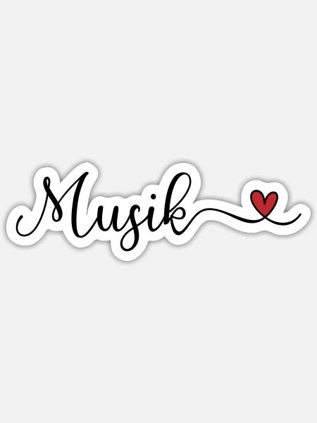 Musik Herz - Sticker Größe S (10 x 10 cm) - Mattweiß