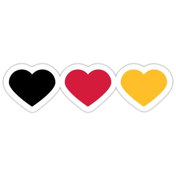 3 Herzen Deutschland Flagge Farben Liebe Deutsch - Sticker Größe S (10 x 10 cm) - Mattweiß - Vorne