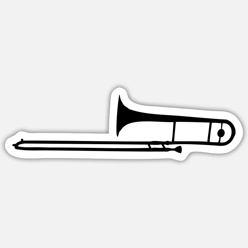Trombone - Sticker taille S (10 x 10 cm) - blanc mat