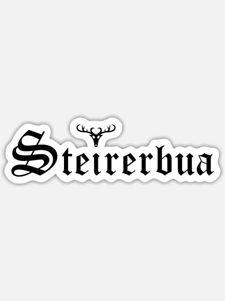 Steirerbua mit Hirsch - Sticker Größe S (10 x 10 cm) - Mattweiß